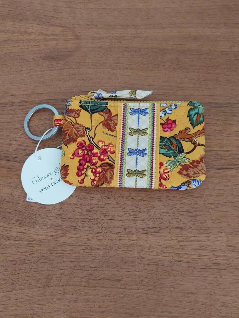 Gilmore Girls Vera Bradley yellow floral and dragonfly print card holder #gilmor